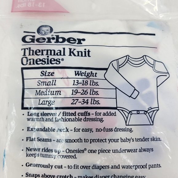 Vintage Gerber Onesies Long Sleeve Thermal Zoo Animal Sz‎ Small 13- 18 Lbs - Picture 3 of 5